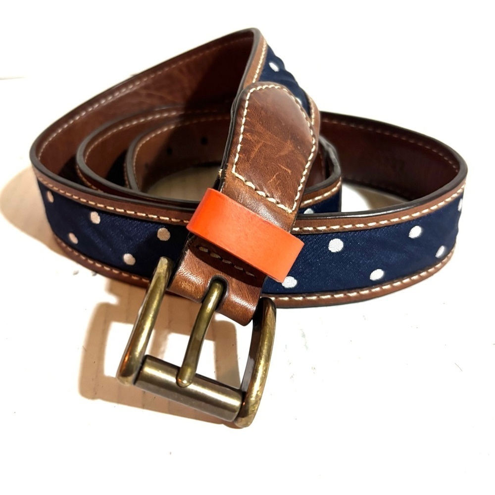 Cole haan unisex Brown and Blue Polka Dot Belt size 36